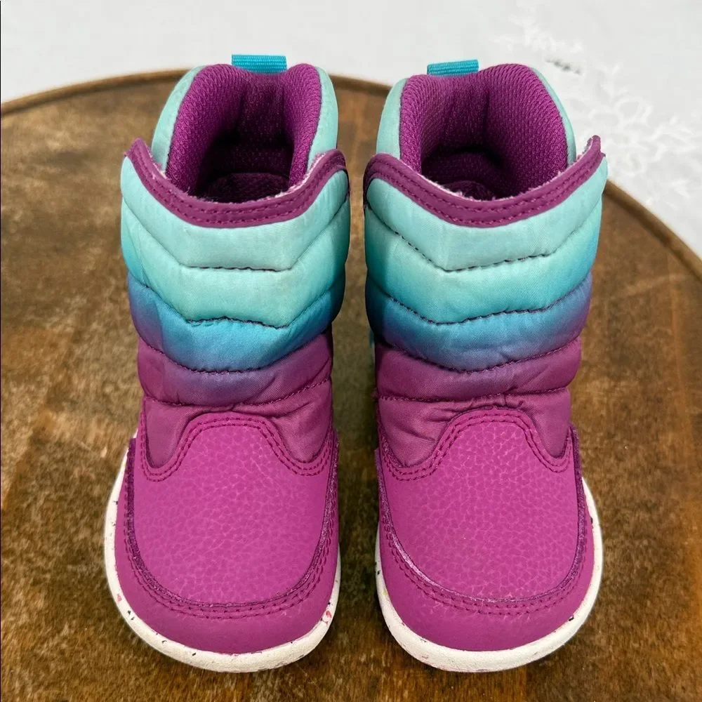 Merrell Boots Kids Toddler 6 Bare Steps Puffer Purple Blue Winter Snow
